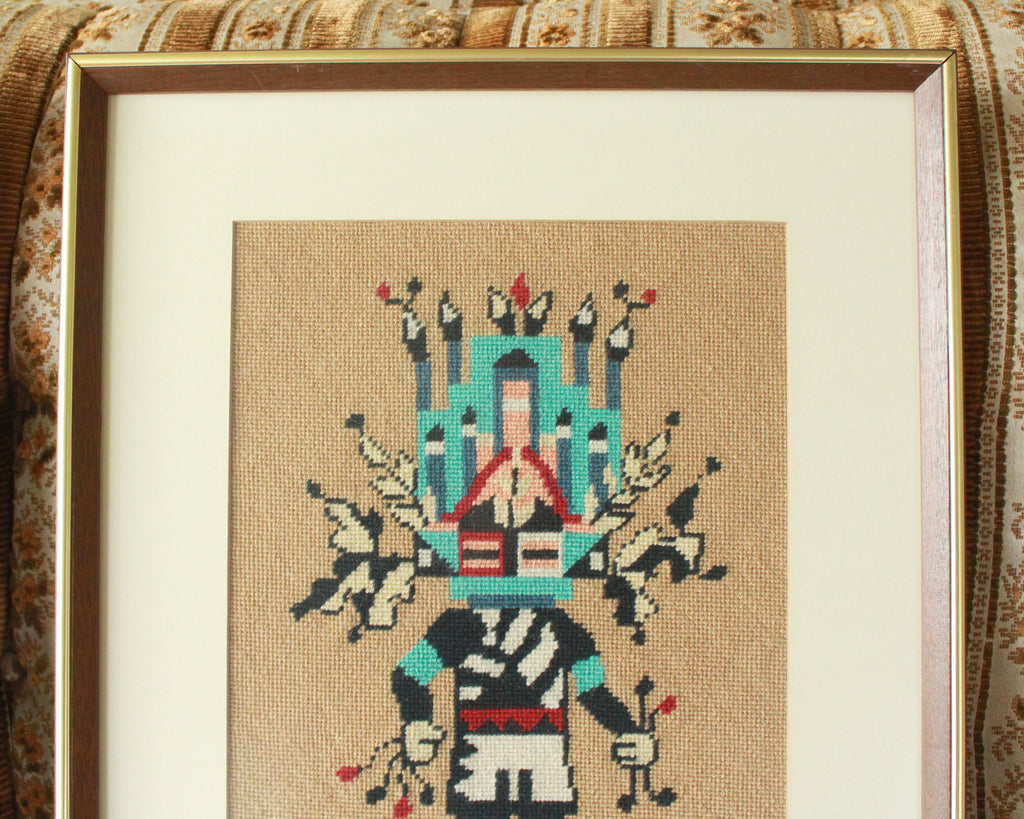 vintage framed Hopi kachina dancer folk art 