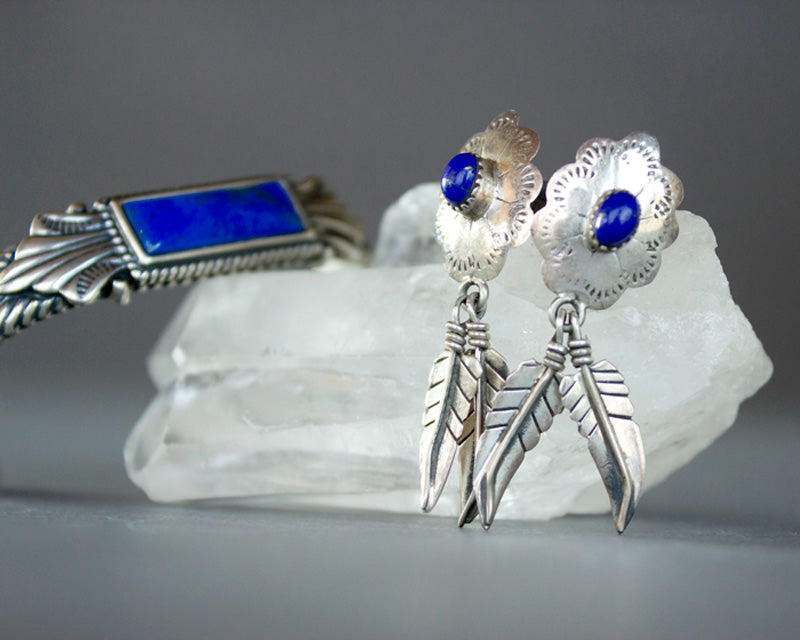 Lapis lazuli Navaj signed earrings