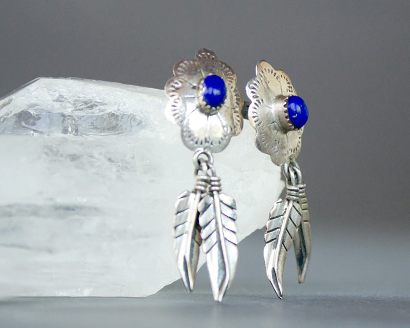 Lapis lazuli Navajo concho earrings