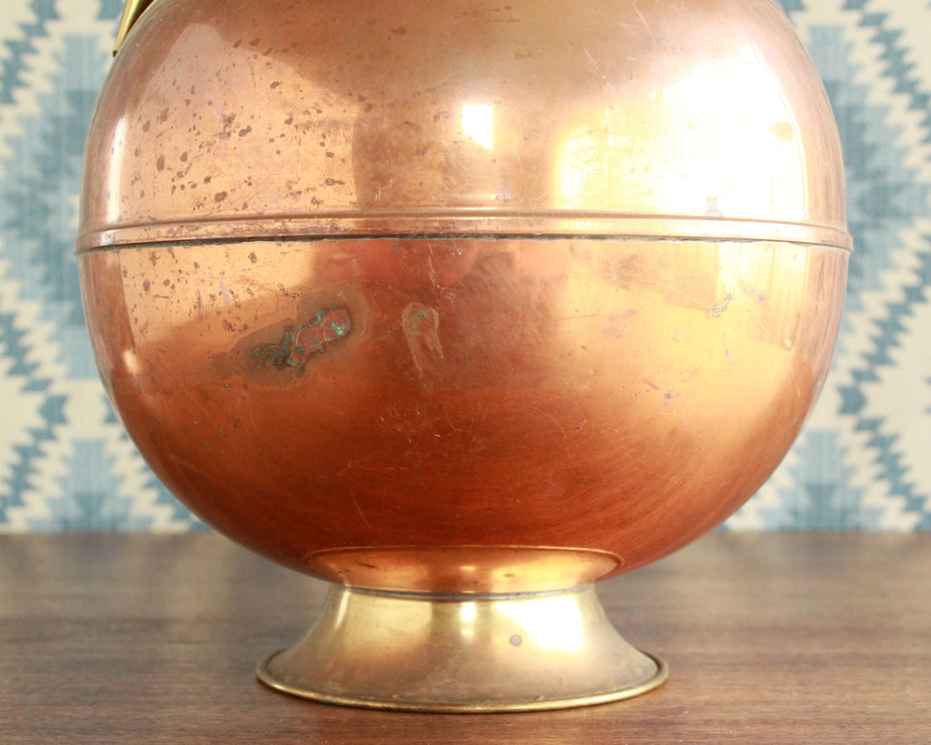Large Copper Jug with Distressed Finish 