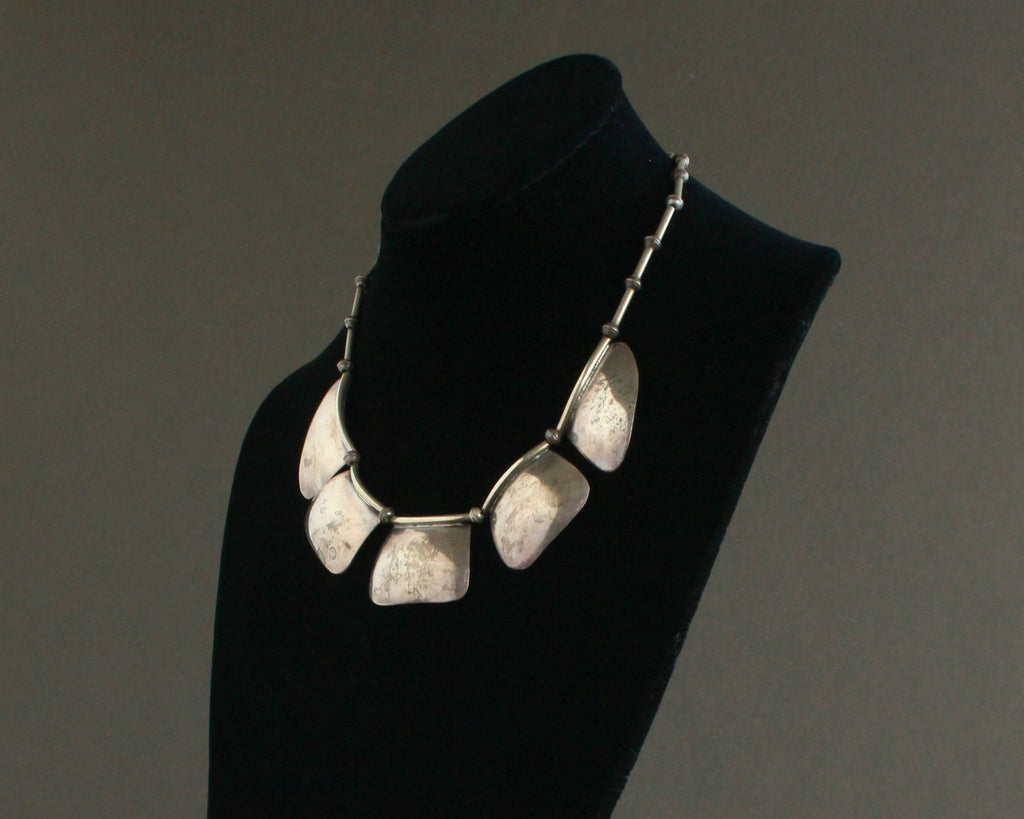 signed navajo silver statement necklace 