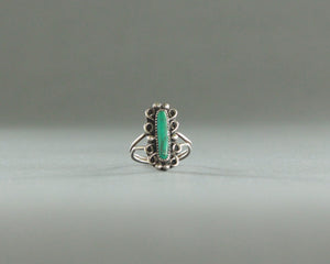 long stone turquoise and silver ring size 7.5