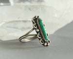 long stone turquoise and silver ring size 7.5