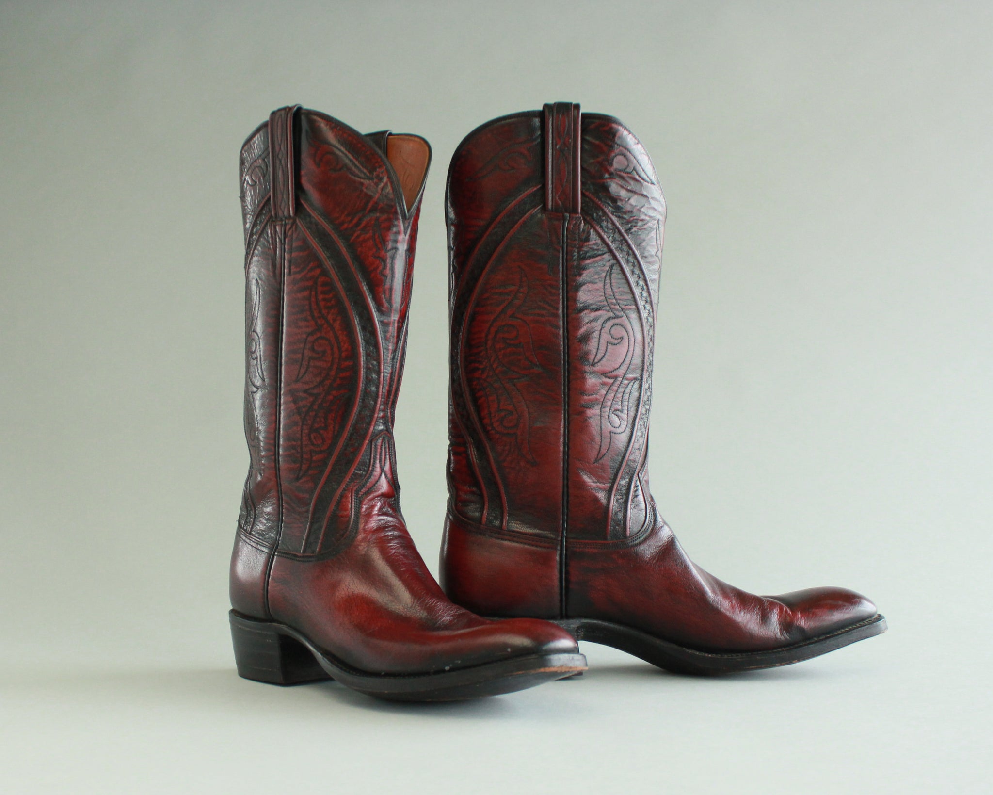 Lucchese Burgundy Cowboy Boots Men s Size 8.5 C High Desert