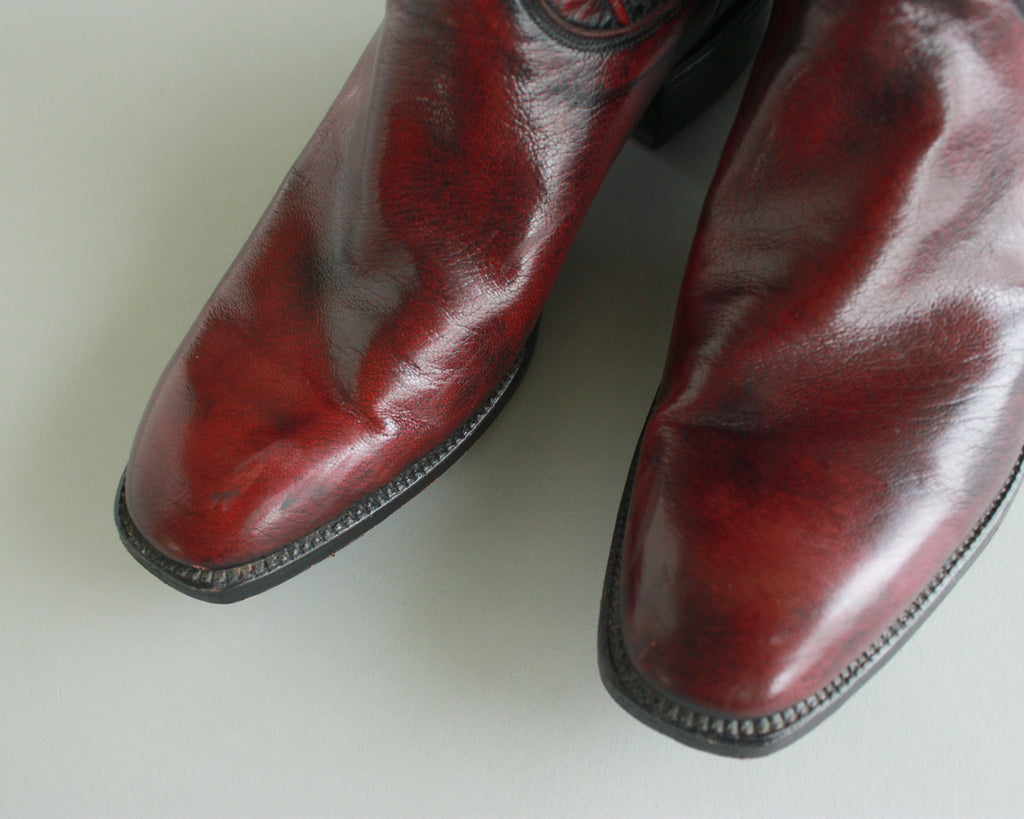 Lucchese burgundy dress cowboy boots men's size 8.5 C