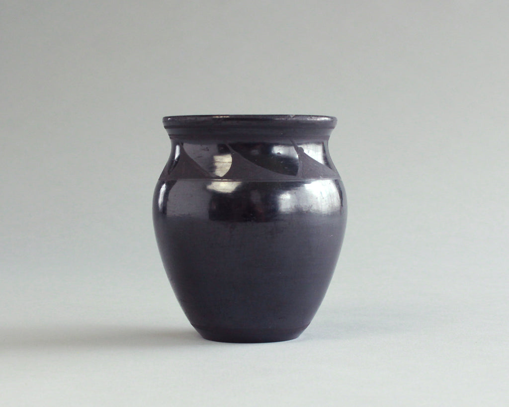 Mata Ortiz signed black on black ceramic vase