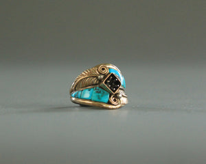mens navajo turquoise and silver ring signed