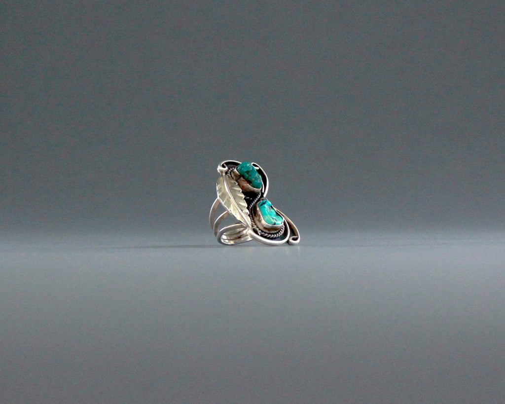 huge 1970s turquoise and silver southwest ring