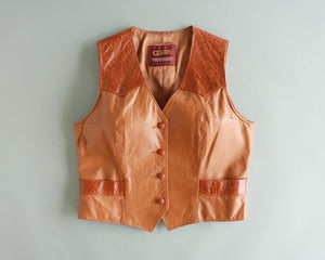 Vintage ostrich leather Western vest women's large