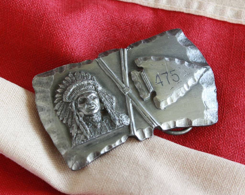 indian and arrowhead vintage belt buckle