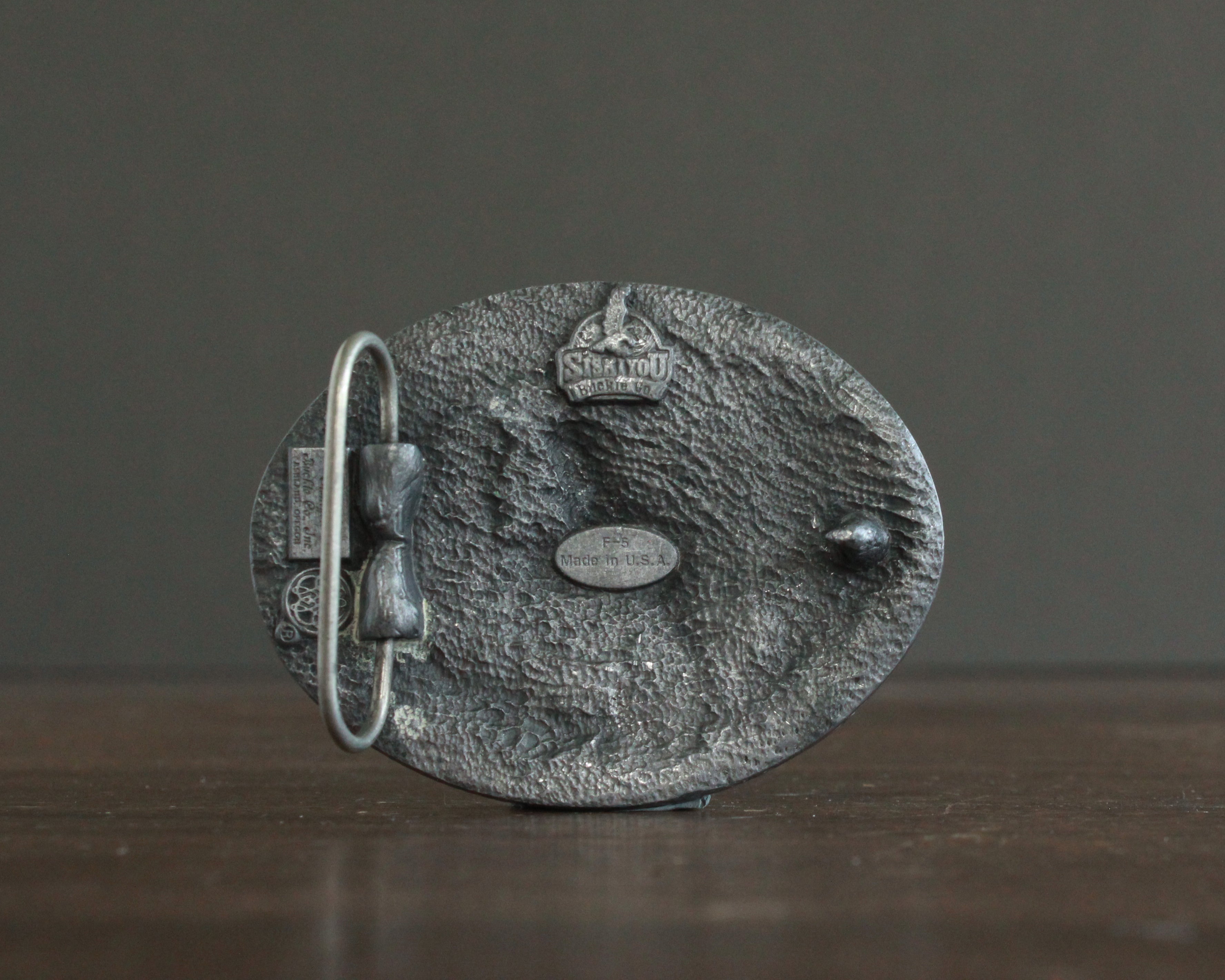 indian on horseback pewter belt buckle
