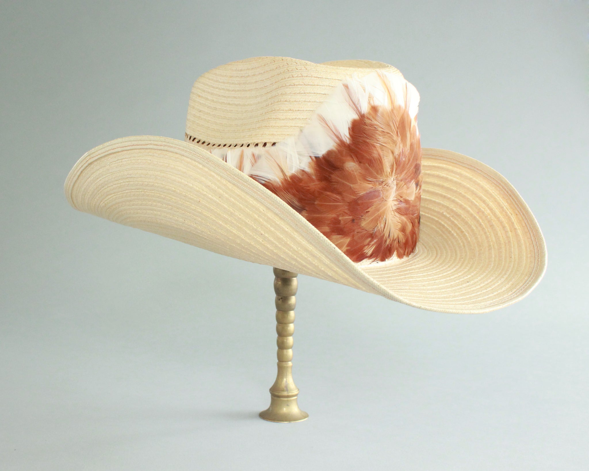 Retro Pheasant Feather Straw Cowboy Hat – High Desert