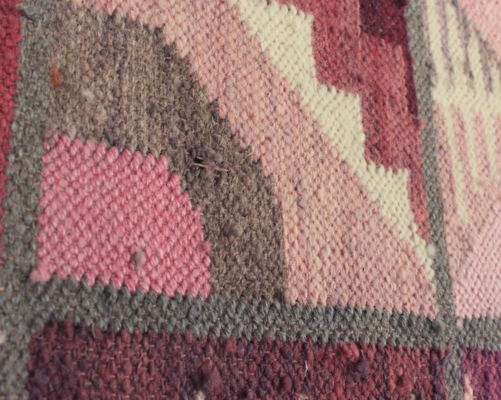 extra large hand woven Southwest textile in pink and white