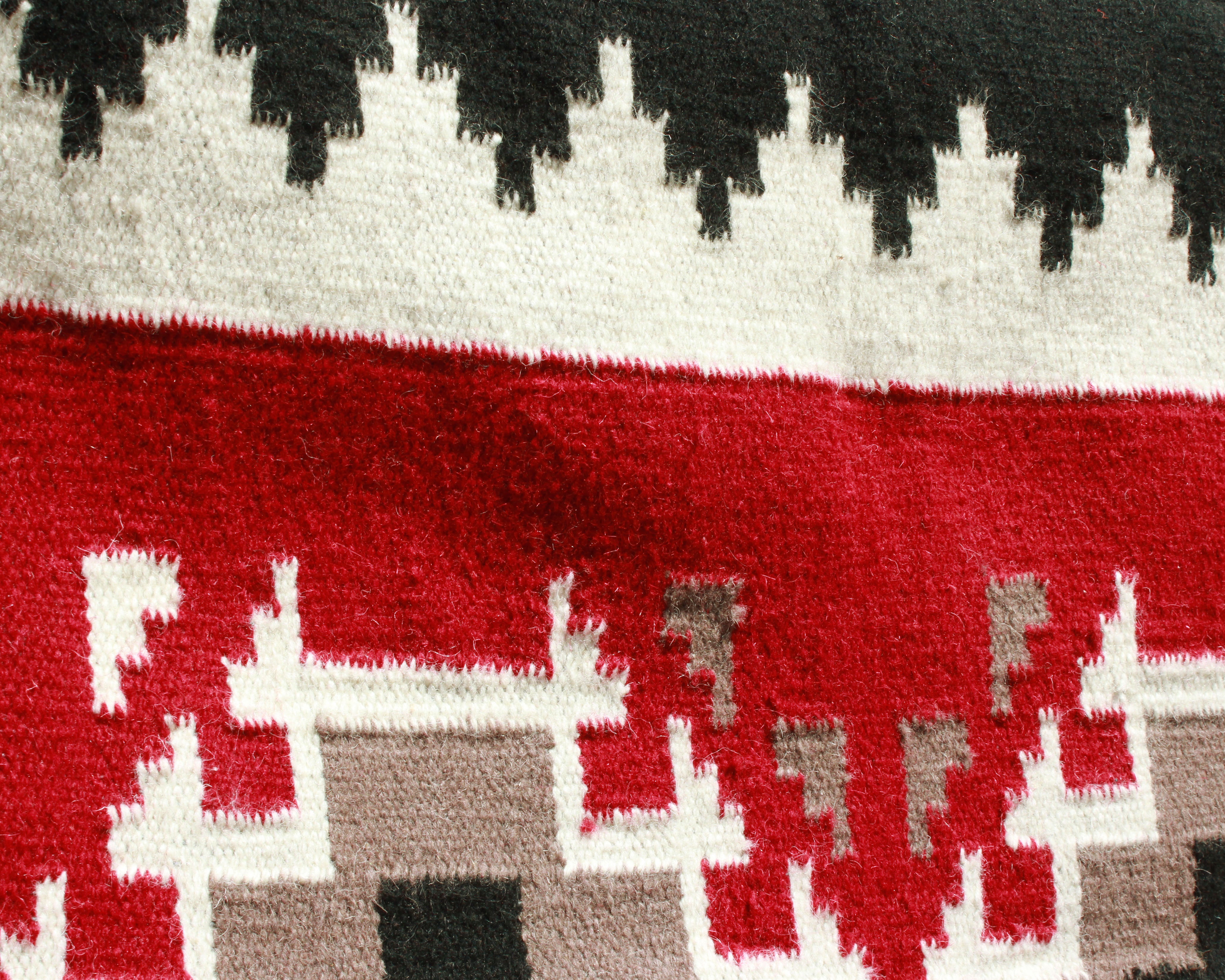 Large Southwest print wool area rug in red and black 