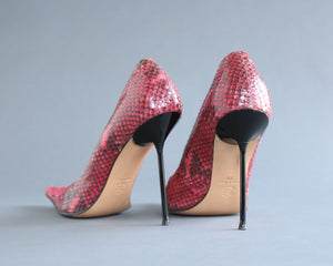 Genuine snakeskin pointy red stilettos size 9