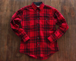 Red and black wool plaid shirt men's size small