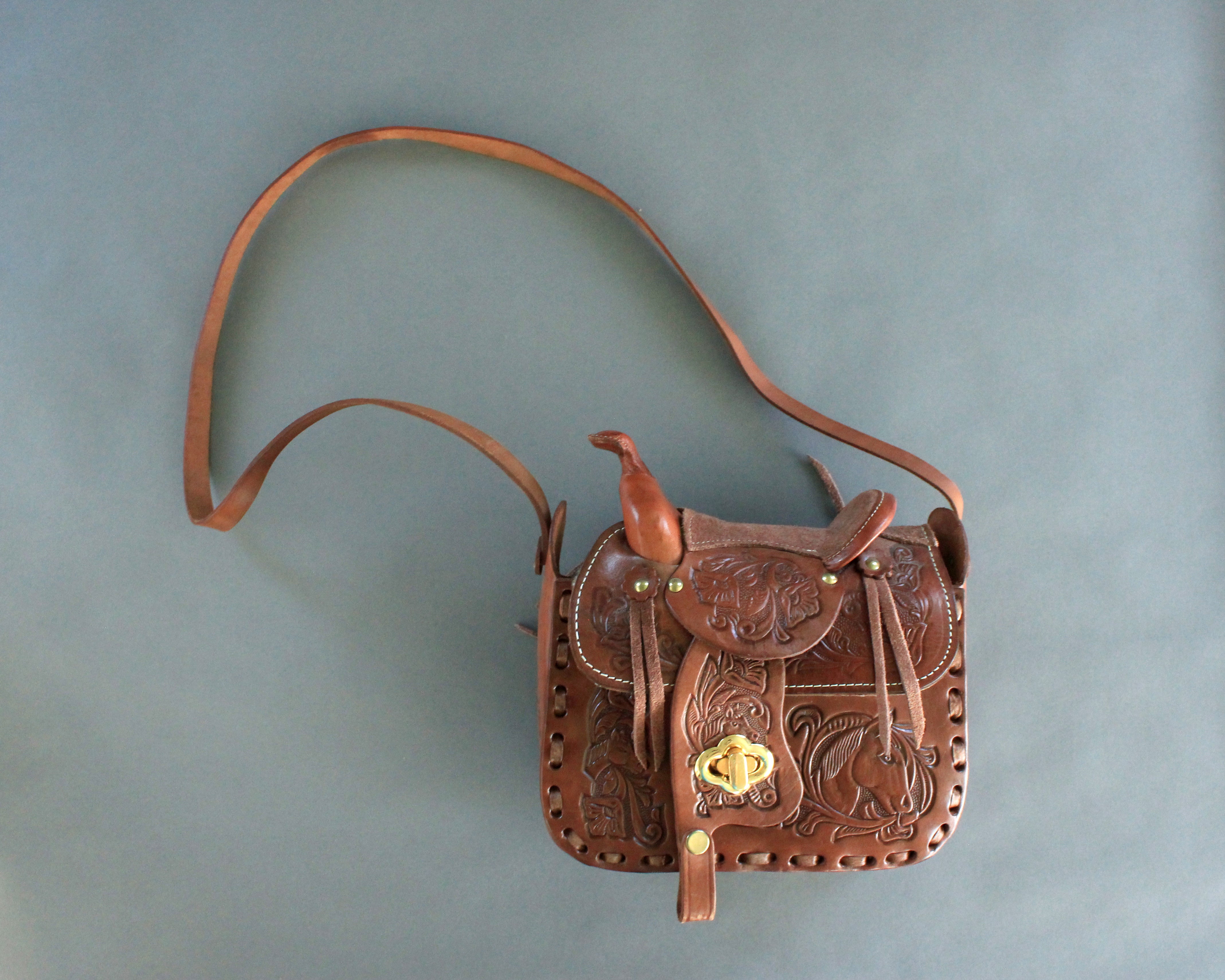 Western purse with real saddle on top