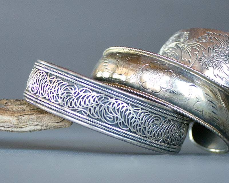 Vintage sterling silver stacking bracelets