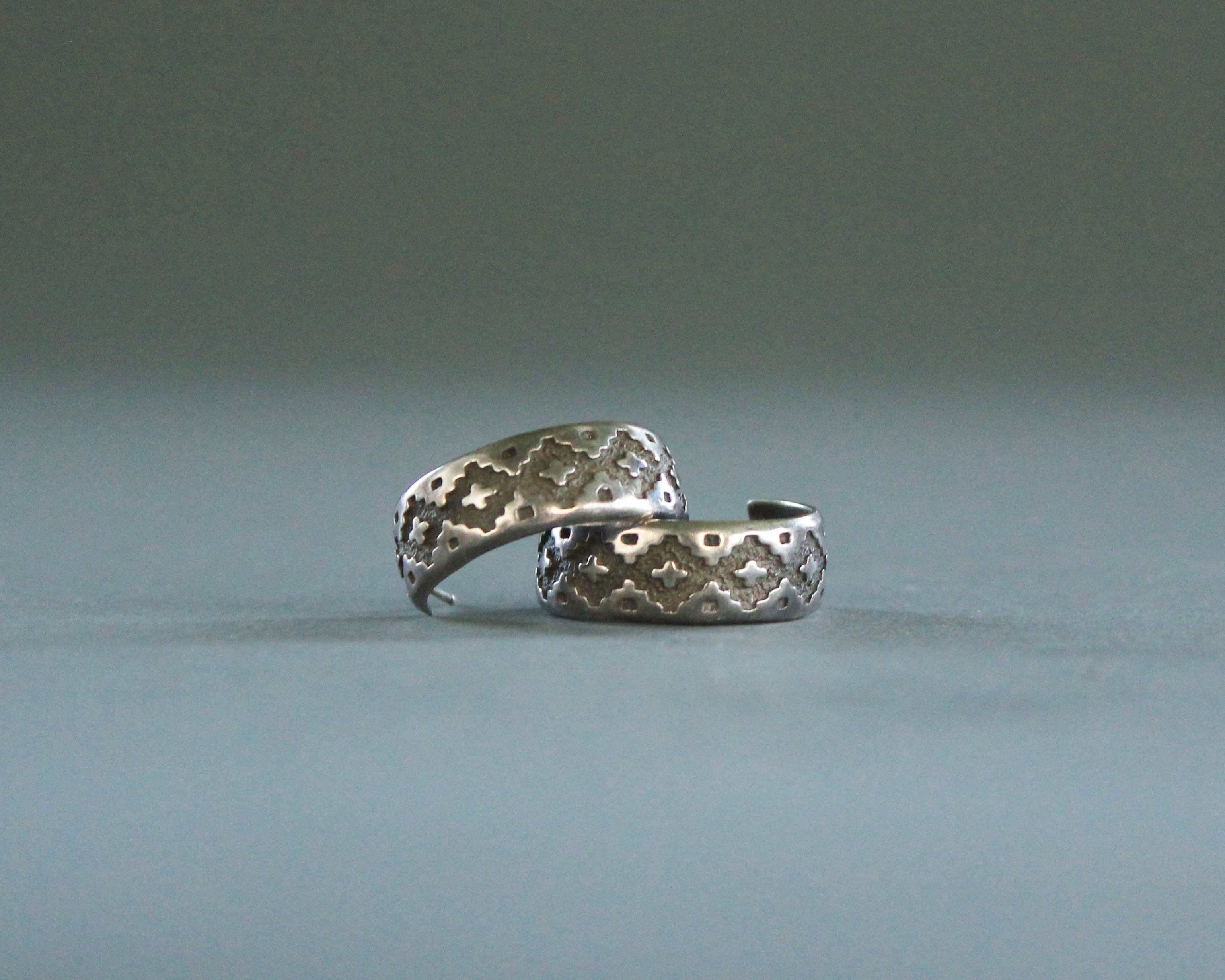southwestern print silver hoop earrings 