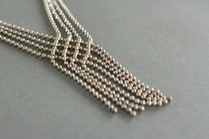 fringed multi strand silver ball chain necklace