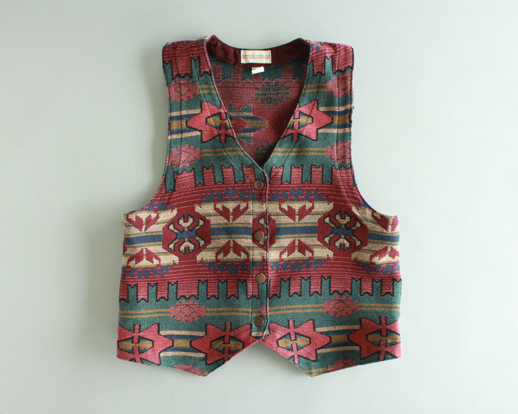 1990's Southwest print tapestry vest womens size large 