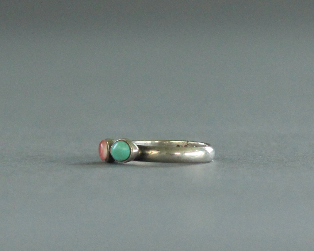 spiny oyster turquoise silver ring size 4