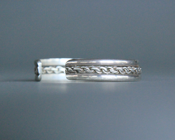 Sterling silver cuff with chain design in center