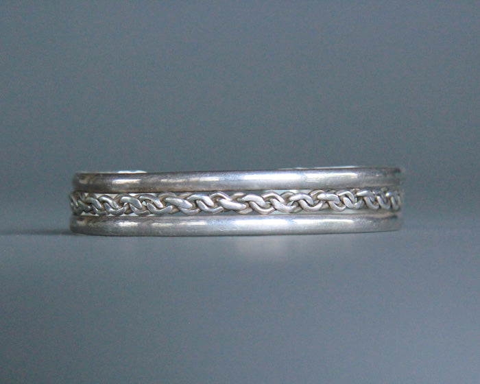 Flattened chain sterling silver cuff