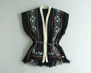 South American woven yarn sweater vest in black and white 