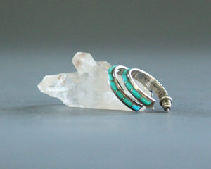 zuni turquoise and silver hoop earrings by wj panteah