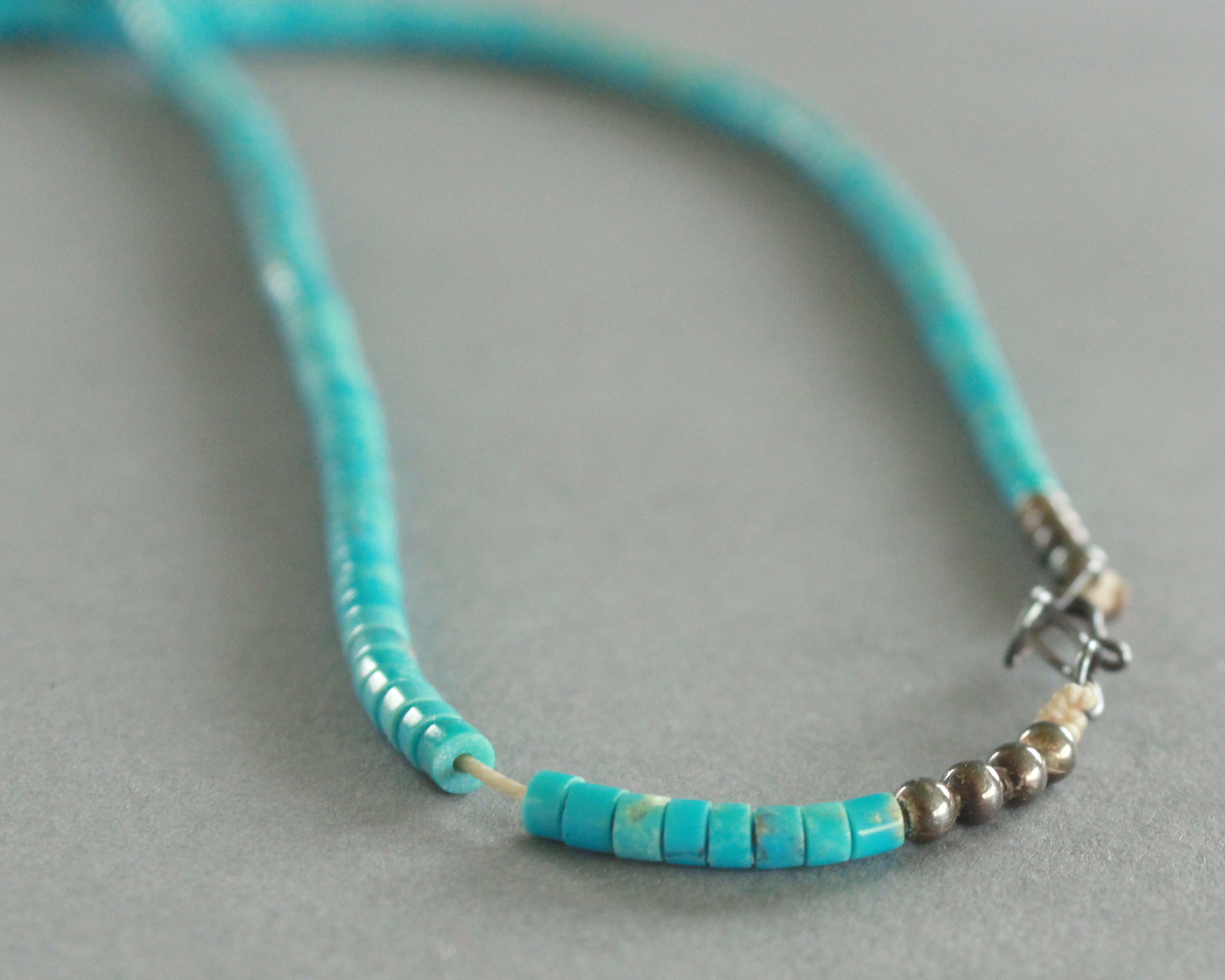 natural turquoise heishi necklace with spiny oyster pendant