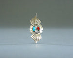 vintage native american pendant with coral and turquoise stones