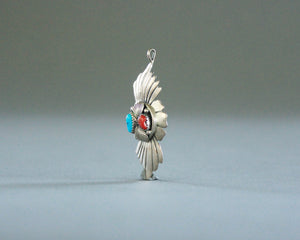 vintage western pendant with coral and turquoise stones