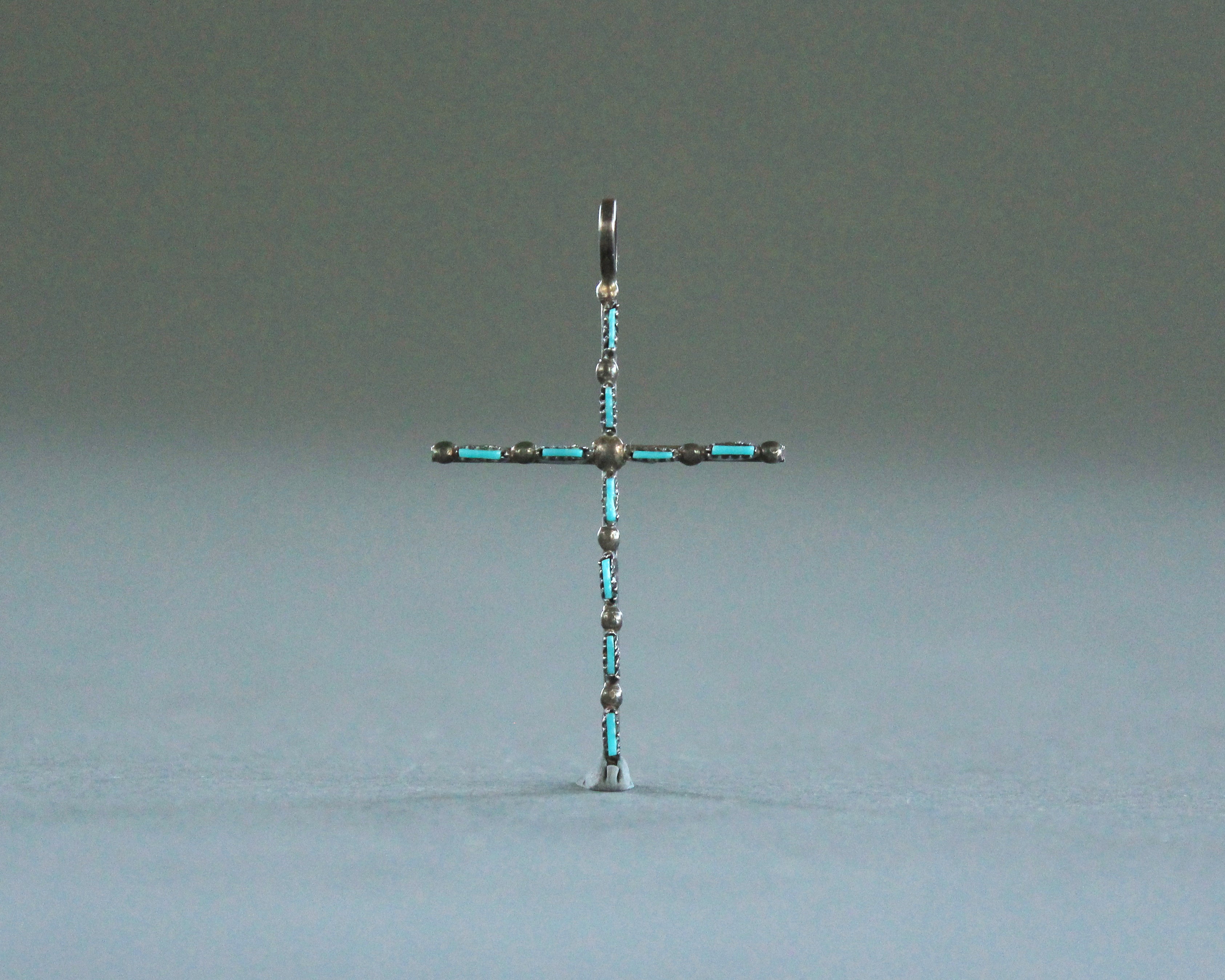 petite point turquoise silver cross pendant