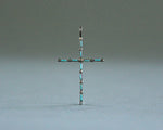 petite point turquoise silver cross pendant