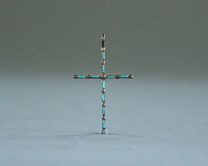 petite point turquoise silver cross pendant
