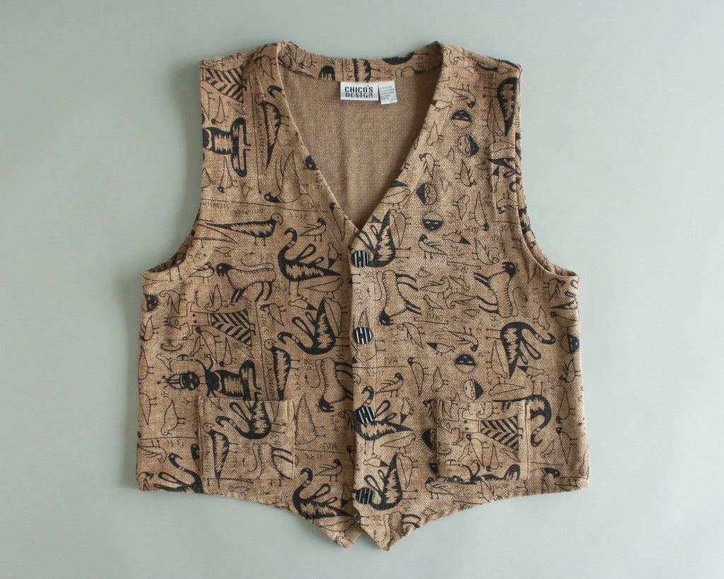 Chico's tribal print velvet vest women's size large