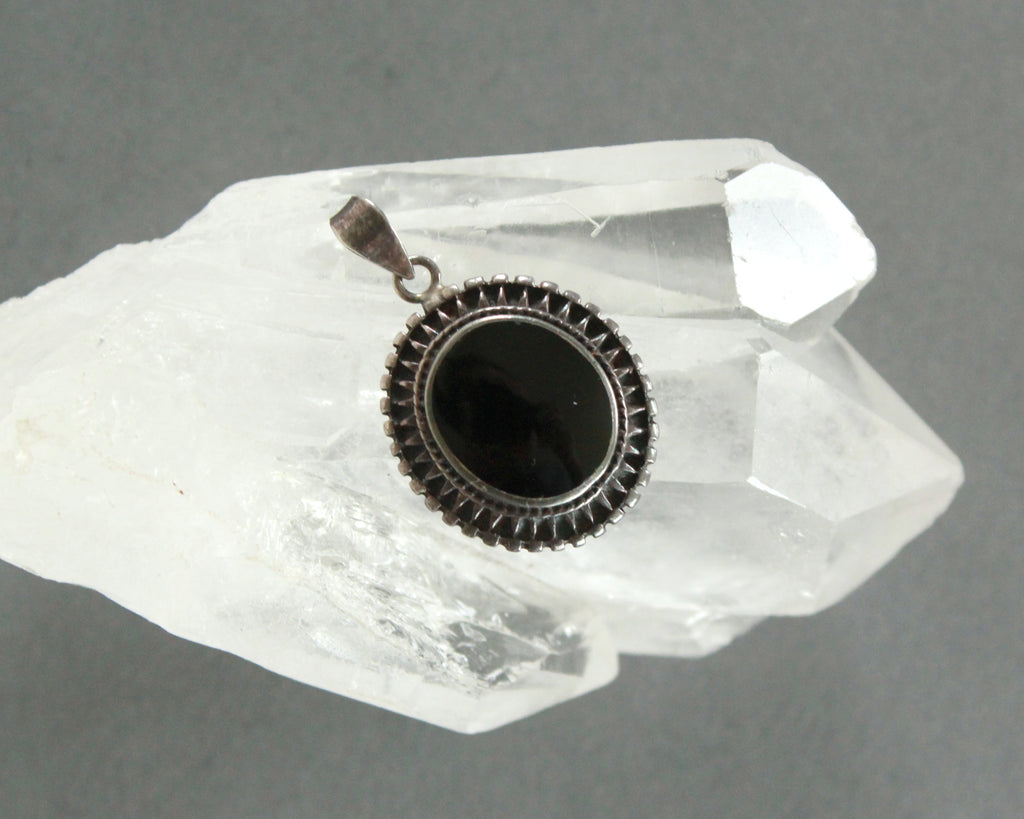 sterling silver and black Victorian style pendant