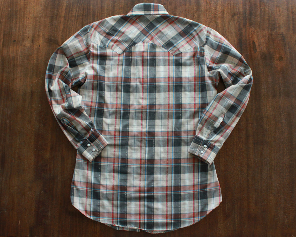 Vintage plaid Levi's "Big E" Western shirt with pearl snap buttons men's medium 