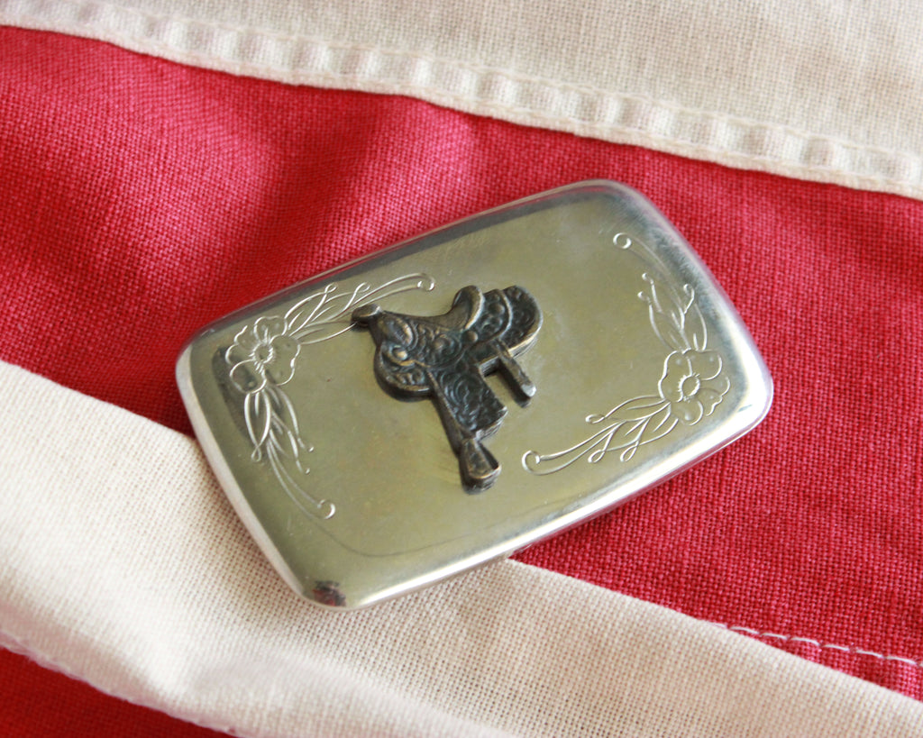 western saddle vintage belt buckle