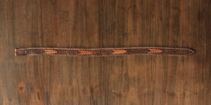 Boho stamped leather belt with rivets size 36 