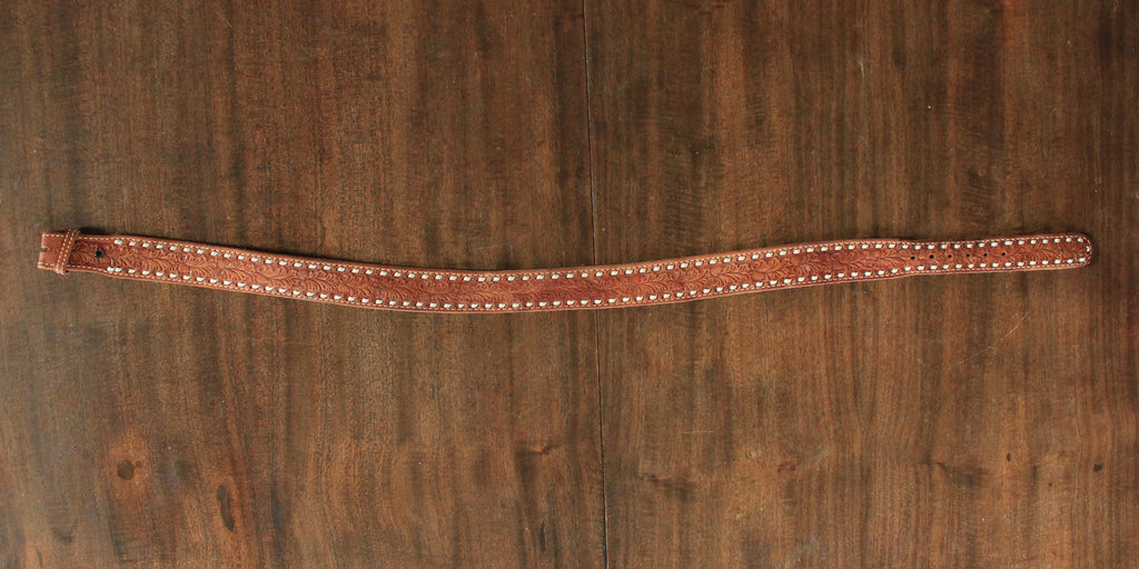 Oak leaf and acorn tooled leather belt size 36