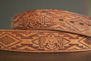 Vintage thunderbird tooled Southwestern belt