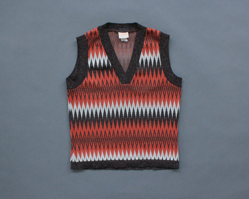 1970s zigag polyester sweater vest by Catalina Sportswear