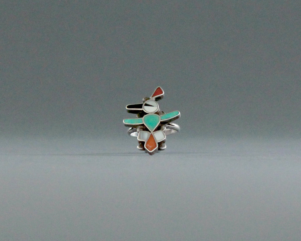 vintage zuni channel inlay thunderbird ring 