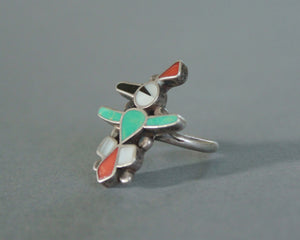 vintage zuni channel inlay thunderbird ring 